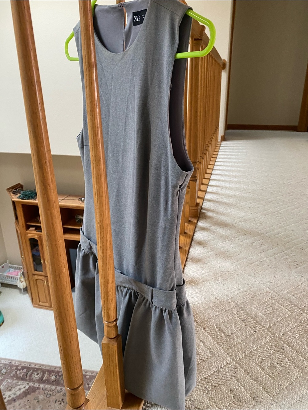 Zara Gray Sleeveless Drop-Waist Dress - S